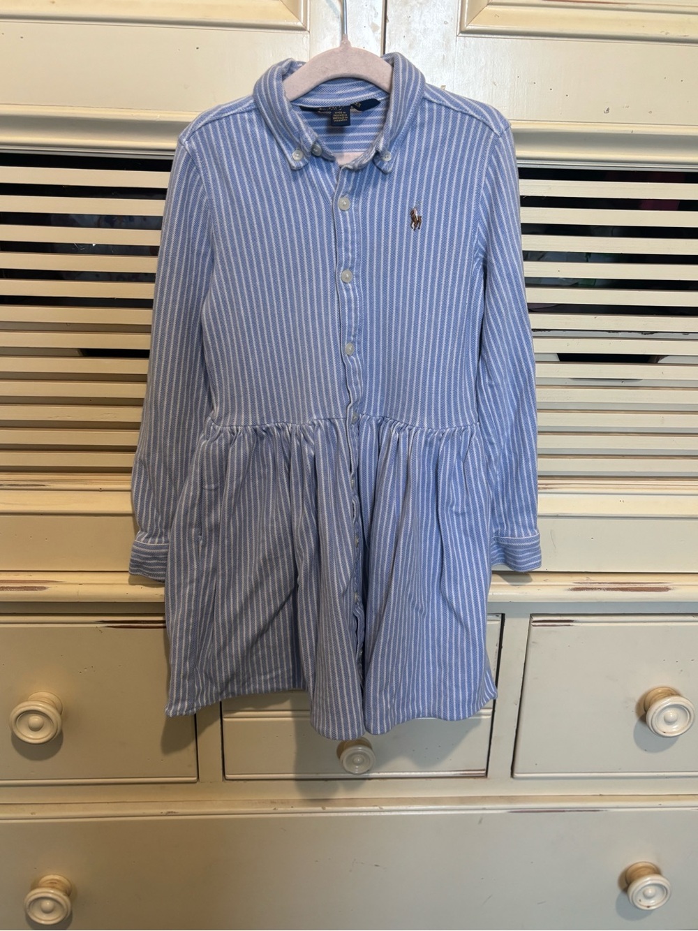 Ralph Lauren Light Blue and White Stripe Shirt Dress for Kids